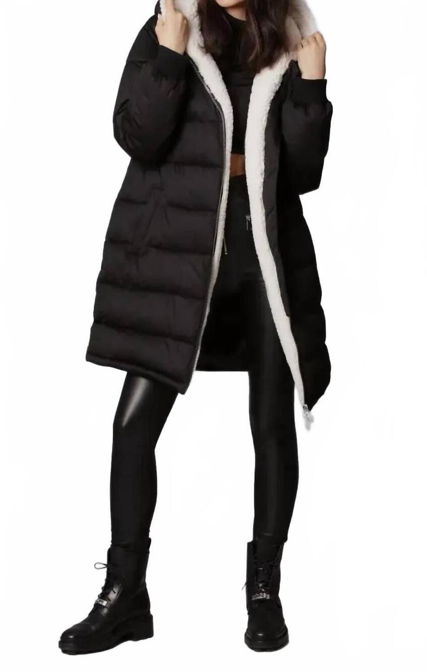 NEW AVEC LES FILLES fux fur-lined puffer coat in black